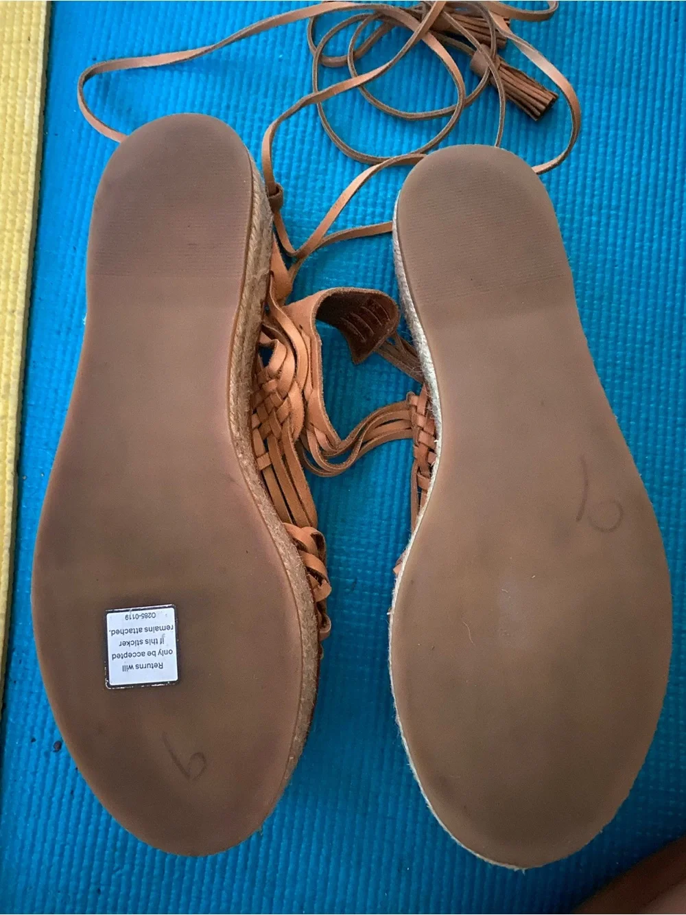 Zimmermann Tan Braided Leather Espadrille Lace-Up Flats